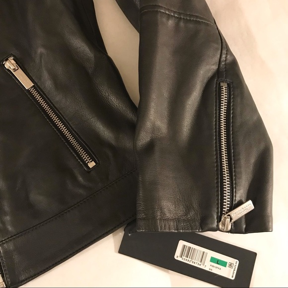 Authentic Donna Karan New York Leather Moto Jacket Black Large - Picture 6 of 16